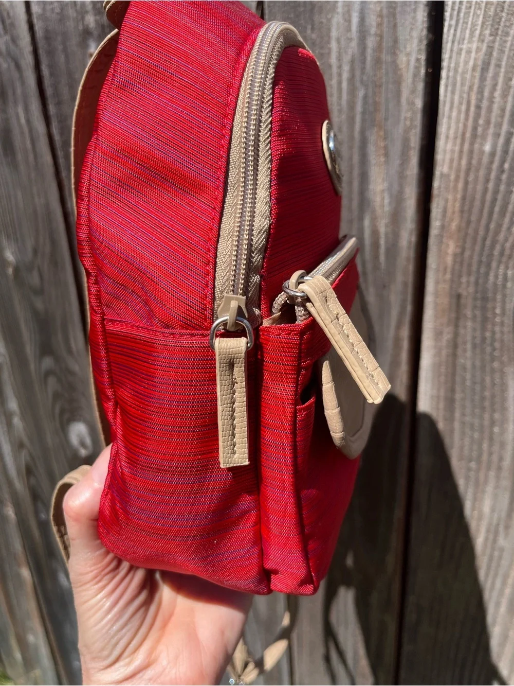 Multisac small orange canvas backpack purse